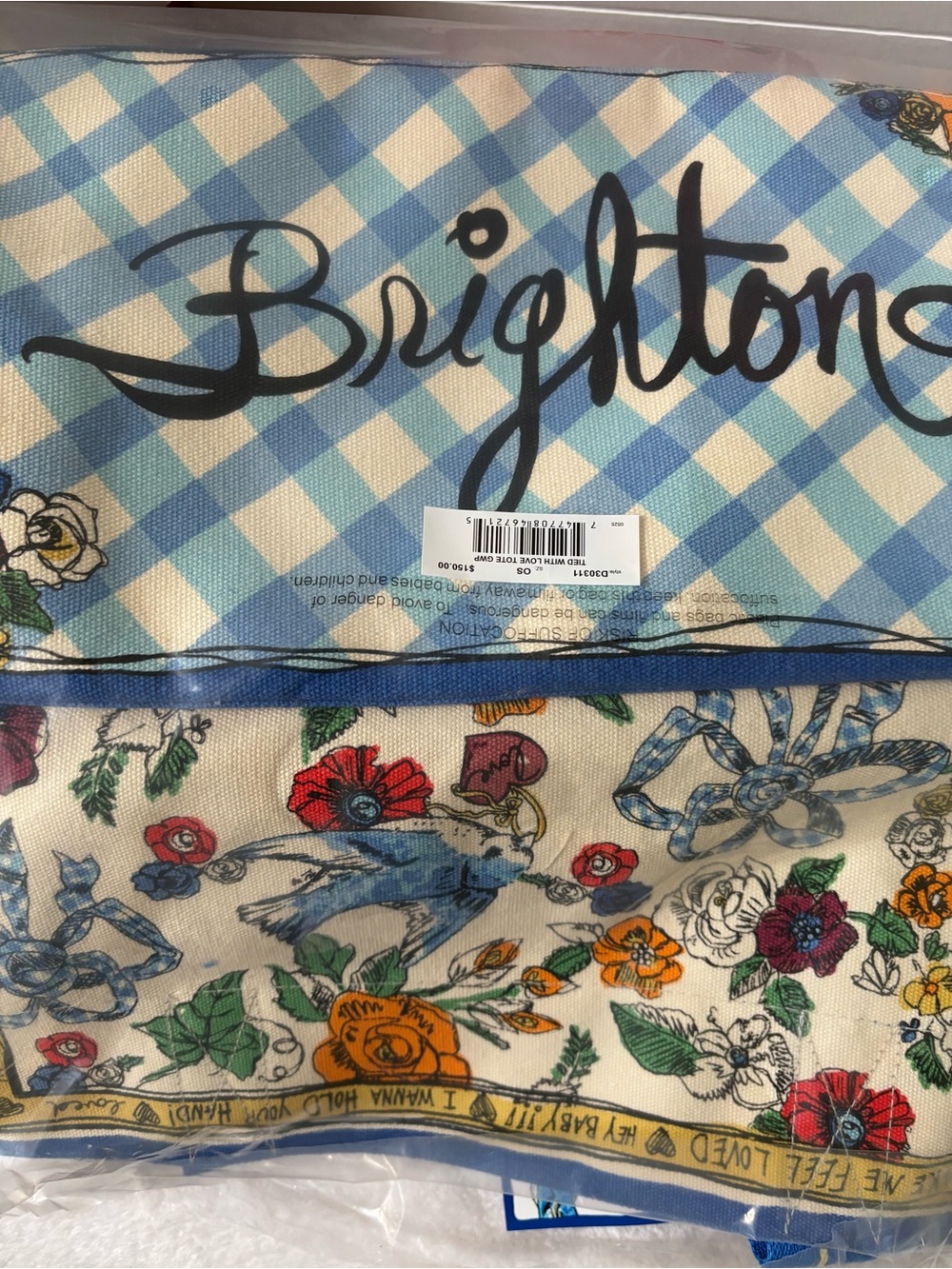 Brighton Yellow & Blue Floral Heart Tote and bandanna small backpack - Picture 5 of 10